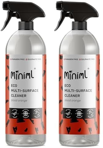 Miniml Eco Multi Surface Cleaner General Purpose Spray 750ml – Blood Orange Scented for Cleaning All Surfaces Floors Walls Glass Kitchen Bathroom - Natural Plant Based Vegan Formula & Cruelty Free