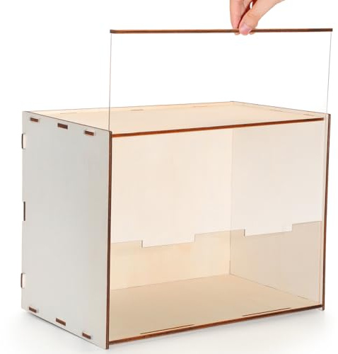 Memorywuu Diorama-Box aus Holz, große Vitrine, 35,6 x 22,1 x 27,6 cm, tiefer Schattenbox-Rahmen mit transparentem Deckel für Sammlerstücke, Miniaturen, Puppenhaus-Figuren