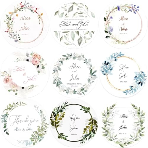 adesivo Personalizzati per Matrimonio, Etichette Floreali, Mr. and Mrs., Decorazioni per Feste, Fai Da Te