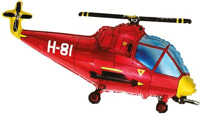 Luftballon Helikopter, Rot und Gelb, Modell H-81, 89 cm