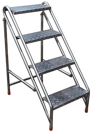step ladder 4 Step Ladder with Handrails, Folding Step Stool with Wide Anti-Slip Pedal, Sturdy Steel Ladder for Adults for Home Kitchen Library Office 330 LBS Capacity folding step stool