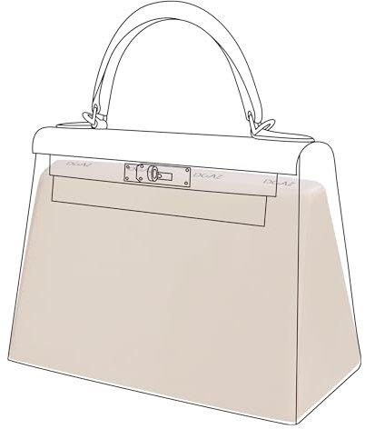 DGAZ Handtasche Einlage, Satin Tasche Shaper Einsatz für Kelly Pochette/Mini/20/25/28/32/35/40 Taschen, Tasche Memory Kissen, Bag in Bag Insert (Craie, Kelly Pochette)