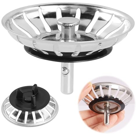 Tappo Lavandino Cucina 80 mm Universale,Tappi Lavandino Bagno in Acciaio Inossidabile,Tappo Lavello Cucina Compatibile con il sifone per Lavello ATLANT DOMSJÖ