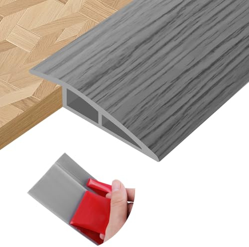 Floor Transition Strips PVC Self-adhesive Door Threshold Strips for Doorways Carpet Edging Laminate Floor Threshold Transition Profile (Light Grey Wood Grain, 20mm×1m)