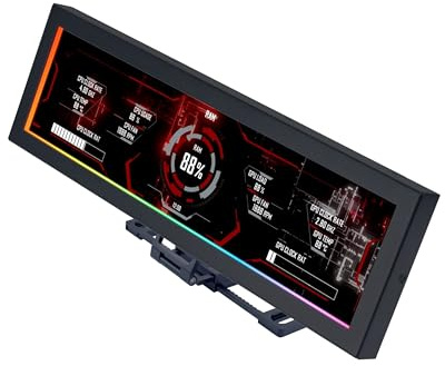 Lian Li 8.8 Universal Screen for PC - Dynamic Screen Control - Adjustable Mounting for Any Computer Setup - Customizable ARGB Frame - PC Temperature Display Panel - Mini Monitor (US88v1 Black)