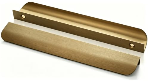 SYZOW 6 Stück Verdeckter Schubladengriff gold Möbelgriffe Aluminium Länge 300mm,Lochmitte 224mm