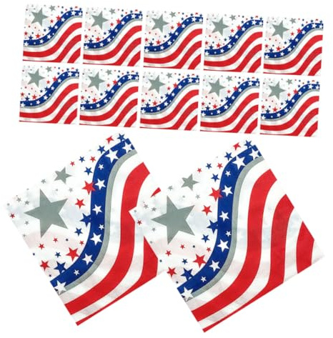 UTHCLO 40 Blatt US flagge Papierservietten für Unabhängigkeitstag Rot blau Gestreift mit Sternen Dekorative Partyservietten für Festivalfeiern und Haushaltspartys