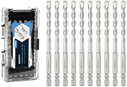 MOXPIFY 10pcs Concrete Drill Bits, 6mm x 110mm Masonry Drill Bit Set for Impact Drill/Driver, Hex Shank