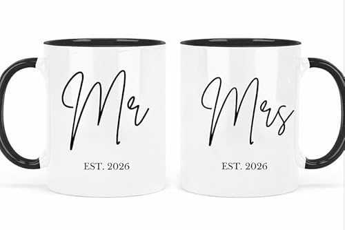 UNIQUEPGIFTS Mr and Mrs Coffee Mugs Set, Bride and Groom Wedding Gift 2026