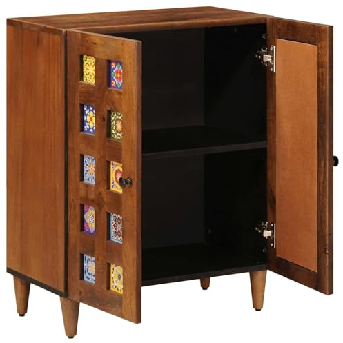 Solivagant Buffet Noyer 60 x 33 x 75 cm Bois de Mangue Massif,(17.6 KG)