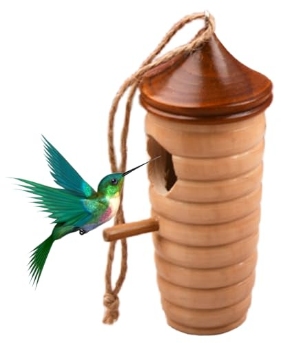 Kolibri-Haus | Holzhütte mit Seil, Holzhäuser für Kolibris im Außenbereich - für Balkon, Garten, Hof, Rasen, Innenhof, Haus