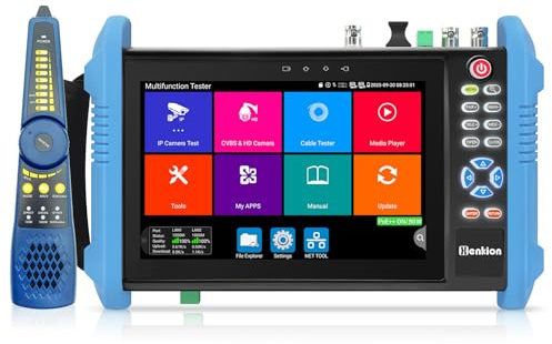 Henkion CCTV Tester 8K 32MP 4K 12MP IP Camera Test with POE++ Max 90W, 8MP CVI TVI AHD SDI CVBS Coaxial Camera Test 7 Touch Screen Support 1CH SFP HD VGA TDR WiFi RS485 IPC Tester IPC-9800CADHS Pro