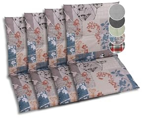 GO-DE Textil Bequeme und attraktive Polsterauflagen für Niederlehner-Gartenstühle (4er-Set, Blattmotiv-Natur Taupe, Niederlehner)