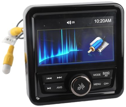 Omquot Ricevitore Indicatore Marino Amplificatore Integrato Bluetooth Display da 4 Pollici per Barche e Yacht Audio Resistente Alle Intemperie