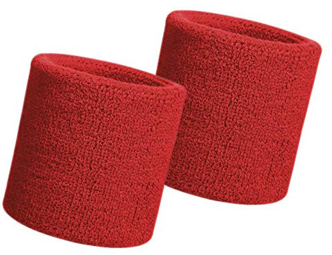 HANERDUN Schweißband Handgelenk schweissband Herren Damen Absorbierende Schweißbänder Arm für Sport Laufen Fahrrad Joggen Fußball Tennis Rot(2 STK)-UK