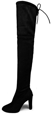 Minetom Donna Stivali Moda Sexy Casual Elegante Invernali con Tacco Alti sopra Il Ginocchio Tacchi Alti Inverno Boots Nero EU 37