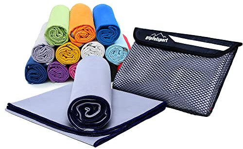 gipfelsport Mikrofaser Handtuch - Microfaser Handtücher Set, Strandtuch, Badetuch I groß, schnelltrocknend I für Sport, Beach, Reise, Outdoor, Camping I leicht, dünn, klein I Set2 I Grau