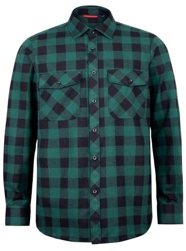 J.VER Flanellhemd Herren Holzfällerhemd Regular Fit Kariertes Hemd Langarm | Karohemd, Flannel, Arbeitshemd, Baumwolle, Freizeithemd, Casual, Plaid, für Holzfäller Baumfäller Männer, mit Brusttasche