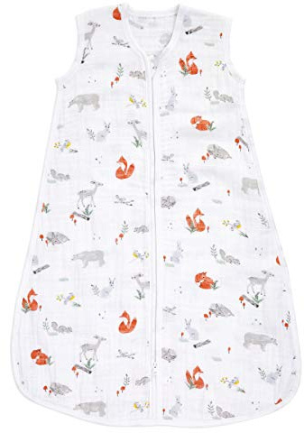 aden + anais Baby Sleeping Bag, 100% Cotton Muslin, Wearable Swaddle Blanket for Girls & Boys, Newborn Sleep Sack, Breathable & Lightweight, TOG Rating 1.0, Naturally Eco Forest, Medium, 6-12 Months