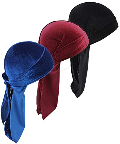 Durags Doo Rag Dew Rags für Herren, 360 Wellen, Samt, Durags, Kopfbedeckung, Totenkopfmütze, Kopfbedeckung, für Damen und Herren