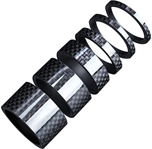 YUTOU Fahrrad Headset Spacer 1 1/8 Zoll 6 Stück Karbon MTB Rennrad Distanzscheiben Fahrrad Ahead Vorbau Spacer Fahrrad Vorbau Headset Spacer Kit Fahrrad Spacer für Fahrräder/Rennräder/MTB/BMX