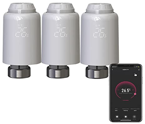 Qiumi Zigbee Smart Thermostatic Radiator Valve, Unterstützt Fernbedienung durch Smart Life App, Sprachsteuerung durch Alexa und Google Assistant (LED Display)