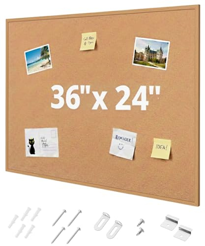 Mr. Pen- Cork Board, 24”x36”, Bulletin Board, Cork Bulletin Board, Framed Cork Board, Push Pin Board, Cork Boards for Walls with Frame, Office Cork Boards, Corkboards for Wall