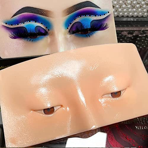 Make-up-Übungsmaske, Gesichtsbrett, Makeup-Training, Silikon-Schaufensterpuppe, Wiederverwendbares Realistisches 5d-Makeup Übungs Bionic Haut Pad der Augen, Lidschatten, Augenbrauen, Eyeliner, Wimpern
