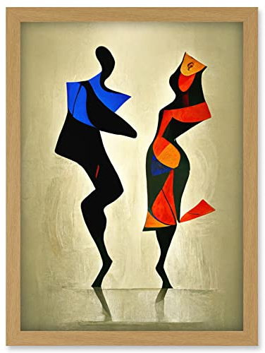 Doppelganger33 LTD Abstract Modern Painting Of Two Figures Dancing Artwork Framed Wall Art Print A4