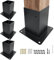 ITeVe.GD 4x4 Post Base Brackets, Heavy Duty Galvanized Steel, 4 Pack, Black, Square, Pergola, Gazebo, Porch, Log Cabins