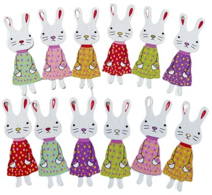 Norinoya 50 Stück Osterhasen-Bastelarbeiten, Holzornamente, Osterhasen-Anhänger, Nähen, Holzhandwerk, perfekt zum Nähen, Stricken, Kunsthandwerk, Handarbeit