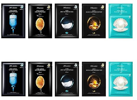 JM Solution - Moisturising Collagen Mask for Pore Reduction, Removable Sheet for Korean Skin Care, Pack of 10