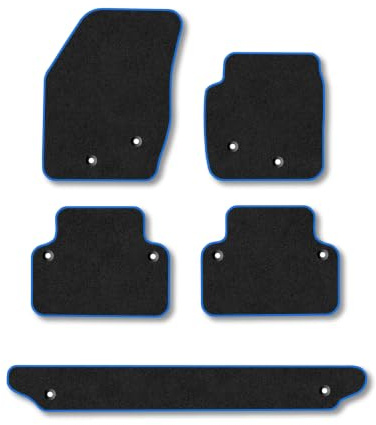 Volvo XC90 (2002-2014) Carpet Car Mats | Blue Edge Trim Tailored Fit Floor Mats Full Coverage Protection Accessories Easy Clean Anti Slip Made in the UK