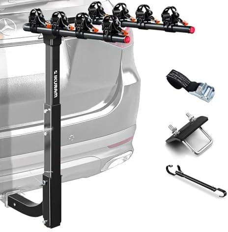 IKURAM R 4 Bike Hitch Mount Foldable Bicycle Carrier, Fits 2 Receiver