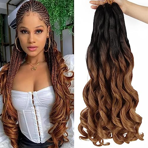 Curly Braiding Hair 24 Inch Pre Stretched Bouncy Braiding Hair Loose Wave Braiding Hair 8 Packs French Curly Hair,Braiding Hair With Curly Ends French Curl Braids Crochet Hair Extensions (T30)
