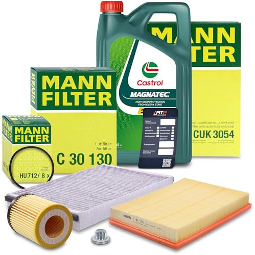 MANN-FILTER Inspektionspaket Filterset 1x Ölfilter, 1x Luftfilter, 1x Innenraumfilter (Aktivkohlefilter), 1x Motoröl 5W-30 5 l, Kompatibel mit OPEL ASTRA G (T98)(F35), ASTRA H (A04),