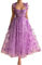 Femmes 3D Papillon Tulle Robe de Soirée Broderie Dentelle Spaghetti Bretelles Formelles Robes de Bal avec Fente, a-violet, 40