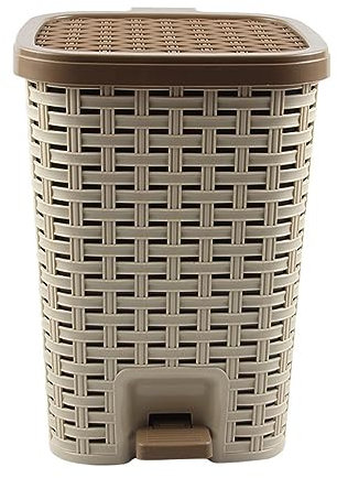 Poubelle avec couvercle, poubelle à pédale avec seau à doublure amovible, poubelle de forme carrée sans contact, for salle de bain, cuisine, bureau, terrasse ou jardin ( Couleur : Kaki , Size : S )