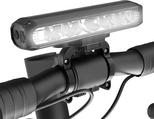 Milool Bike Headlight 2600 Lumens USB C Port Charging 5 LEDs 4 Lightning Modes Bicycle Headlight Waterproof with Power Bank at 8000mAh Capacity Best Aluminum Bike Lights for Night Riding, Black
