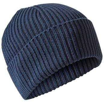 camel active Damen Strick-Beanie aus Reiner Baumwolle Dunkelblau, Womenswear-OS