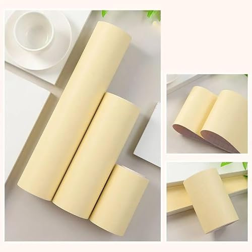 Dostear Peel and Stick Wallpaper Border Self-Adhesive Wall Border Sticker Home Ceiling Decorative Border for Bathroom Living Room Kitchen Cream Color 10cm X 500cm