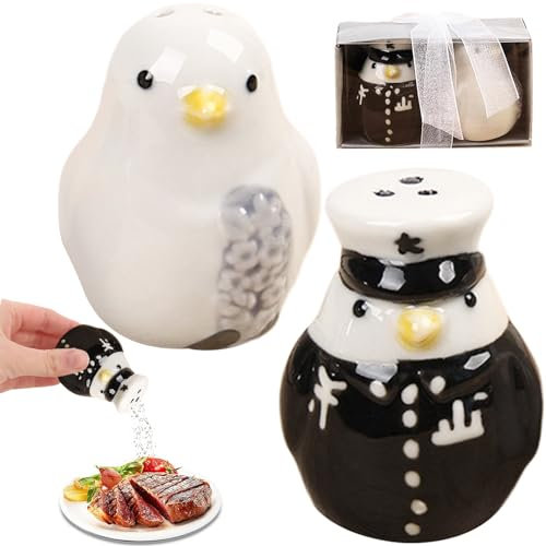 Yueser Sale e Pepe Set, Ceramica Saliera e Pepiera Piccolo Sale e Pepe Set Simpatici Portatile Porta Sale e Pepe Saliera da Tavola Saliera da Cucina Peperoniera Regalo Uccellino Porta Sale 2 pezzi