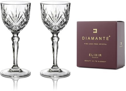 DIAMANTE Chatsworth Mini Sherry Port Cocktailgläser – Nick & Nora – aus bleifreiem Premium-Kristall – 2 Stück