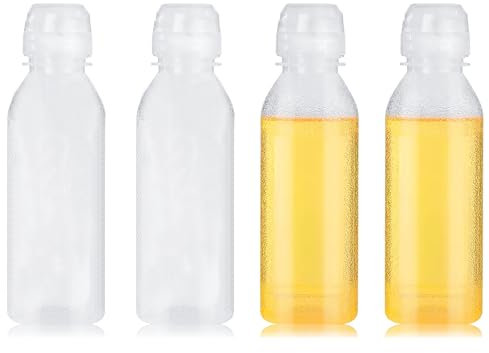 GOIEHIR Squeeze Flasche, 4 Stück Kunststoff Ölflasche Quetschflasche 300 ml, mit Kappen Squeeze Ölspender Flaschen für Ketchup, Olivenöl, Saucenflasche