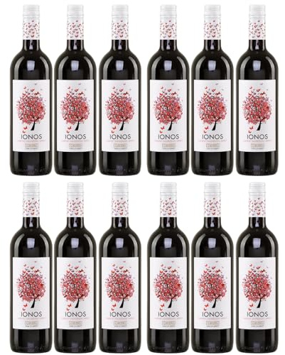 Ionos Rotwein trocken 12x 0,75l | Trockener Rotwein aus Griechenland | Cavino | 12% Vol. | +20ml Jassas Olivenöl