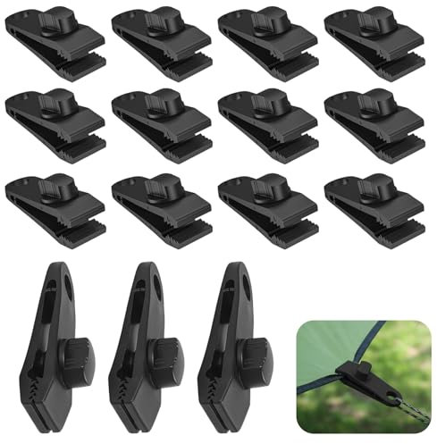 15 Pezzi Morsetti per Teloni Clip per Tende, Tarp Clips per Tenda Campeggio Regolabili Ganci per Teloni, Ganci per Telo Ombreggiante Tent Clip, Shade Cloth Plastic Clips, Clip per Telo Ombreggiante