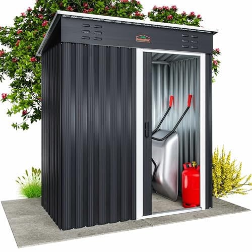 GARDEBRUK® L Metall Gerätehaus 2m² mit Fundament 200x125x185cm Schiebetür Anthrazit Geräteschuppen Gartenhaus 4m³