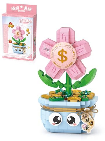 MEIEST Mini Flower Succulent Bonsai Building Blocks,Simulation Pot Plant Particle Flower Botanical Collection Construction Building Bricks Toy,Home Decors (Rich flower)