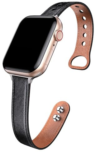 Correa de Cuero Compatible con Apple Watch 40mm 41mm 38mm, Mujeres Correa de Cuero de Repuesto para Apple Watch SE/Series 9/8/7/6/5/4/3/2/1