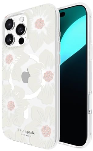 kate spade new york iPhone 16 Pro Max Case - Compatible with MagSafe - Designer Phone Case - Hollyhock Cream Floral